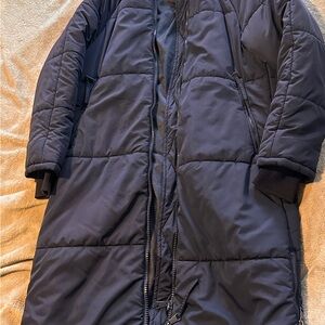 Navy Calf Length Long Coat